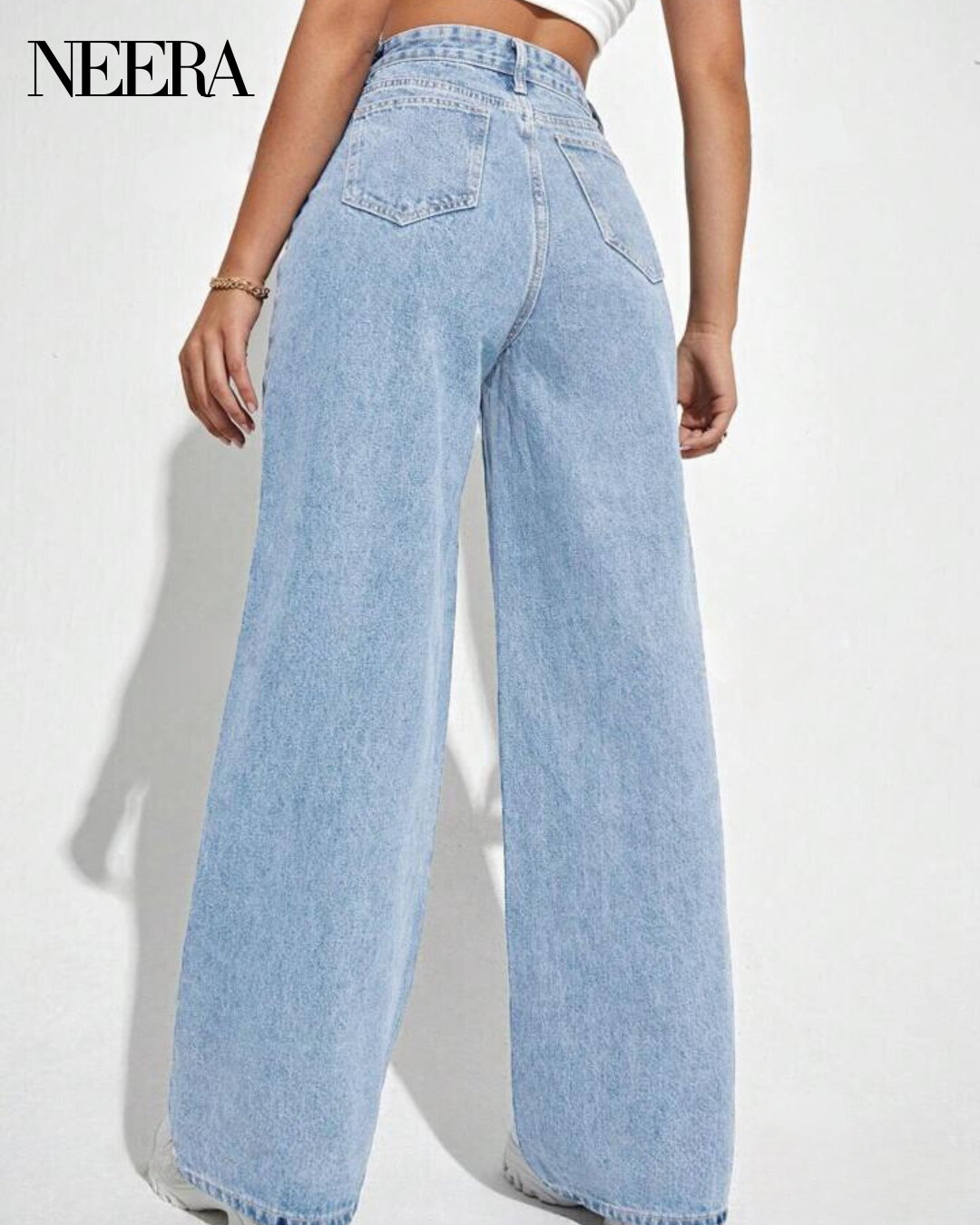 Wide leg high waist jeans