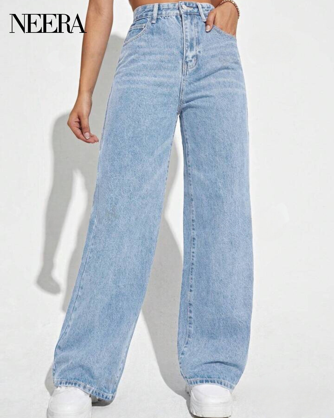 Wide leg high waist jeans