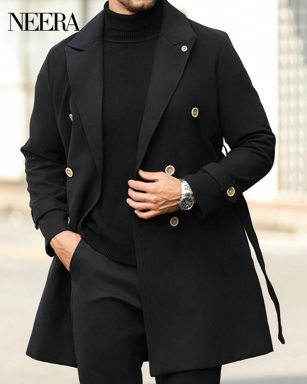 Elegant Double-breasted Wool Coat