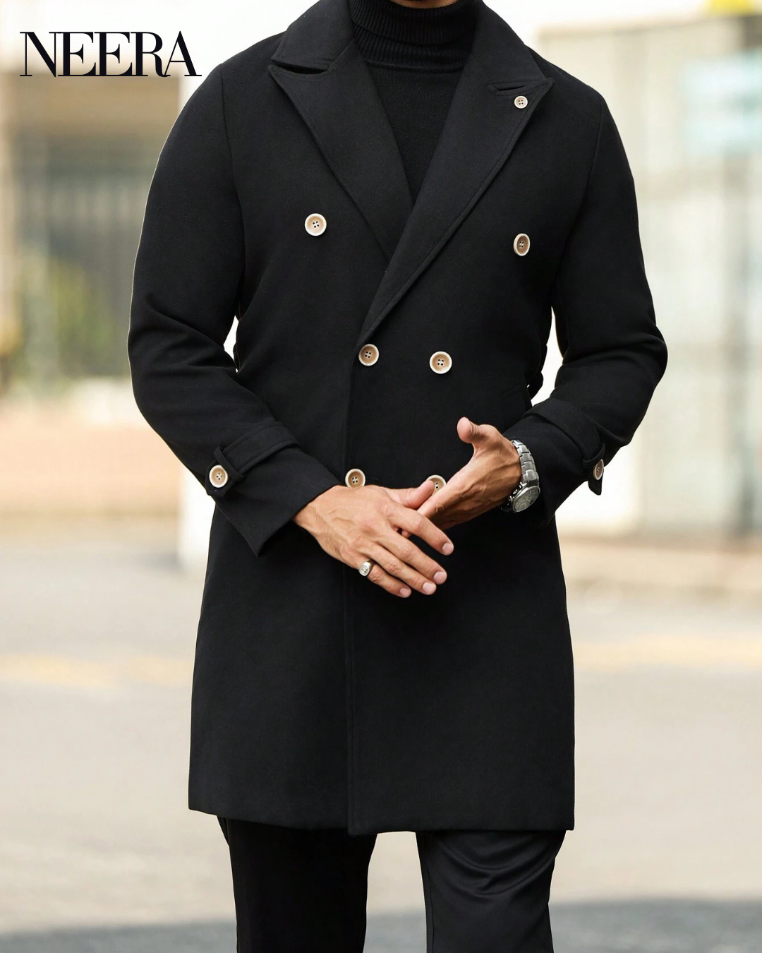 Elegant Double-breasted Wool Coat