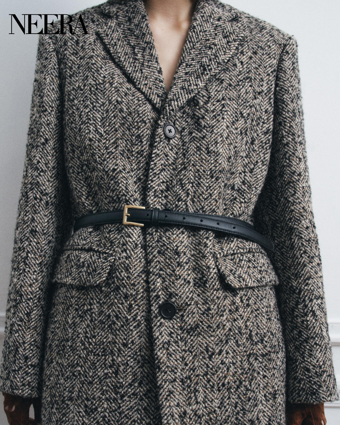 Tweed Coat with Belt