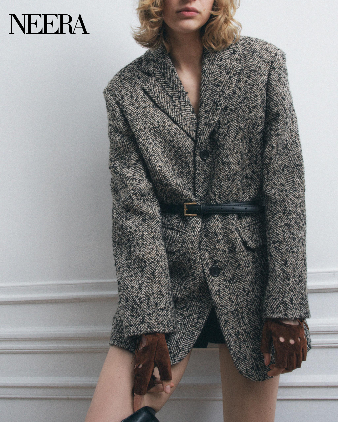 Tweed Coat with Belt