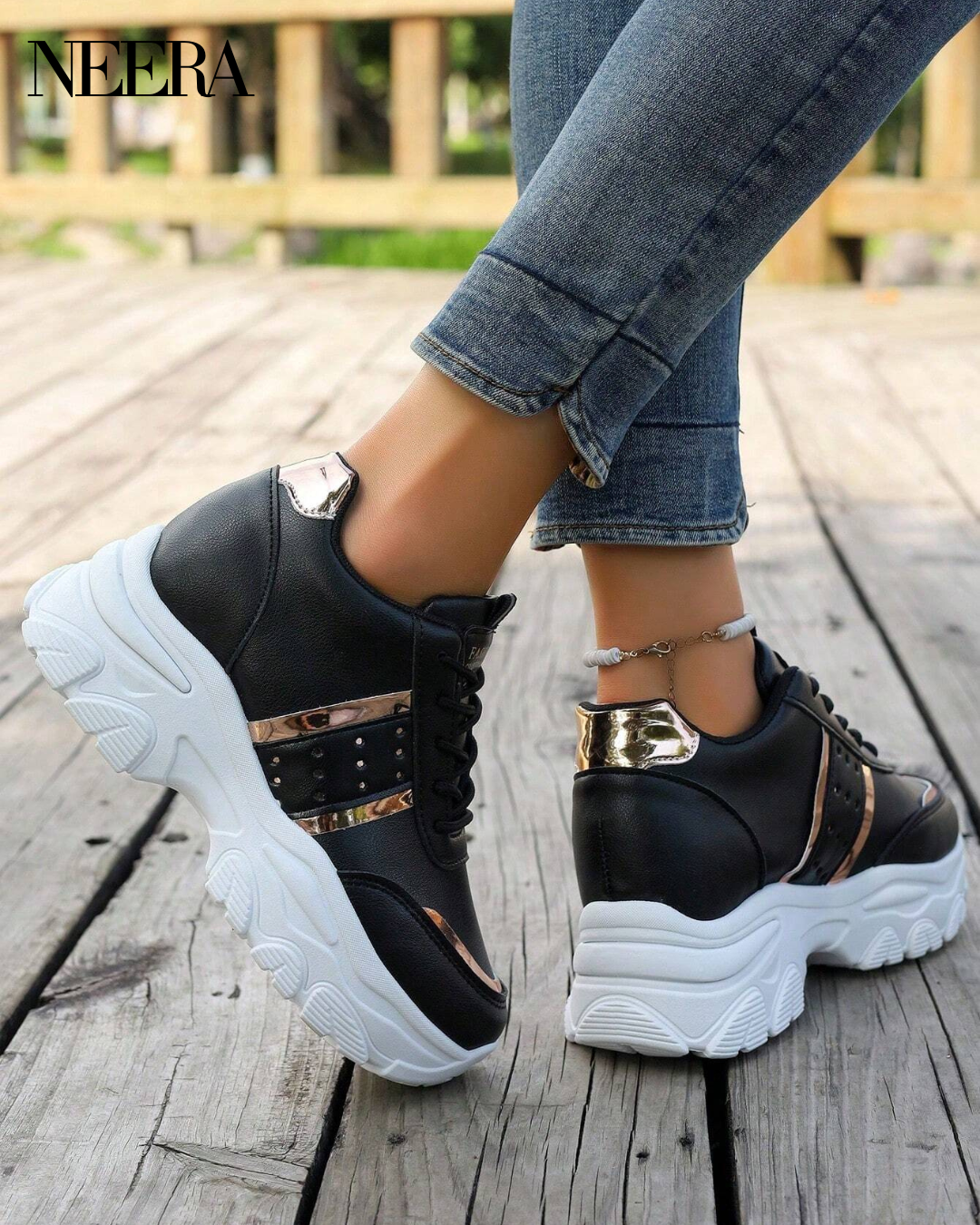 Shoes with thick sole and comfortable platform