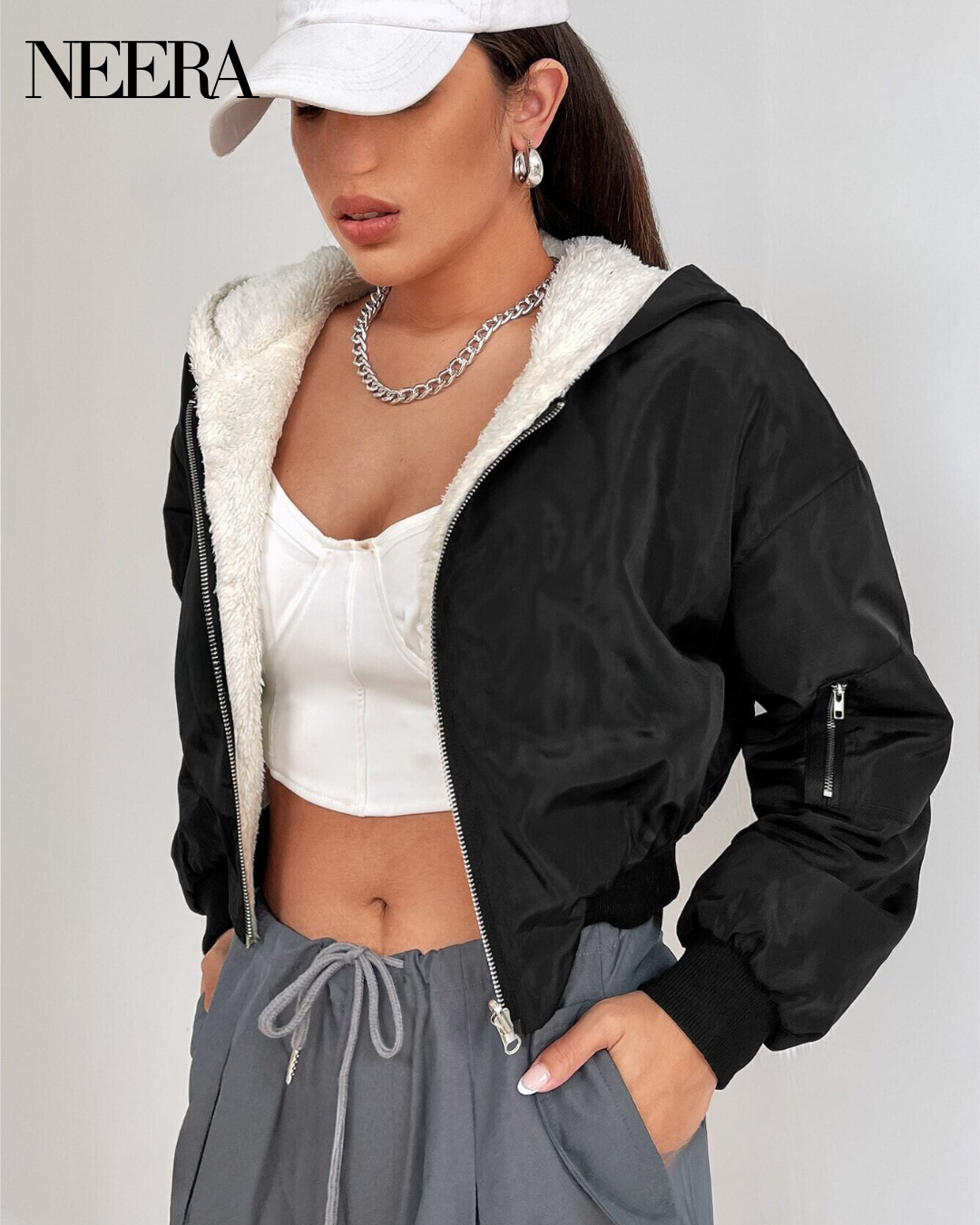 Jacket with Teddy Lined Hood