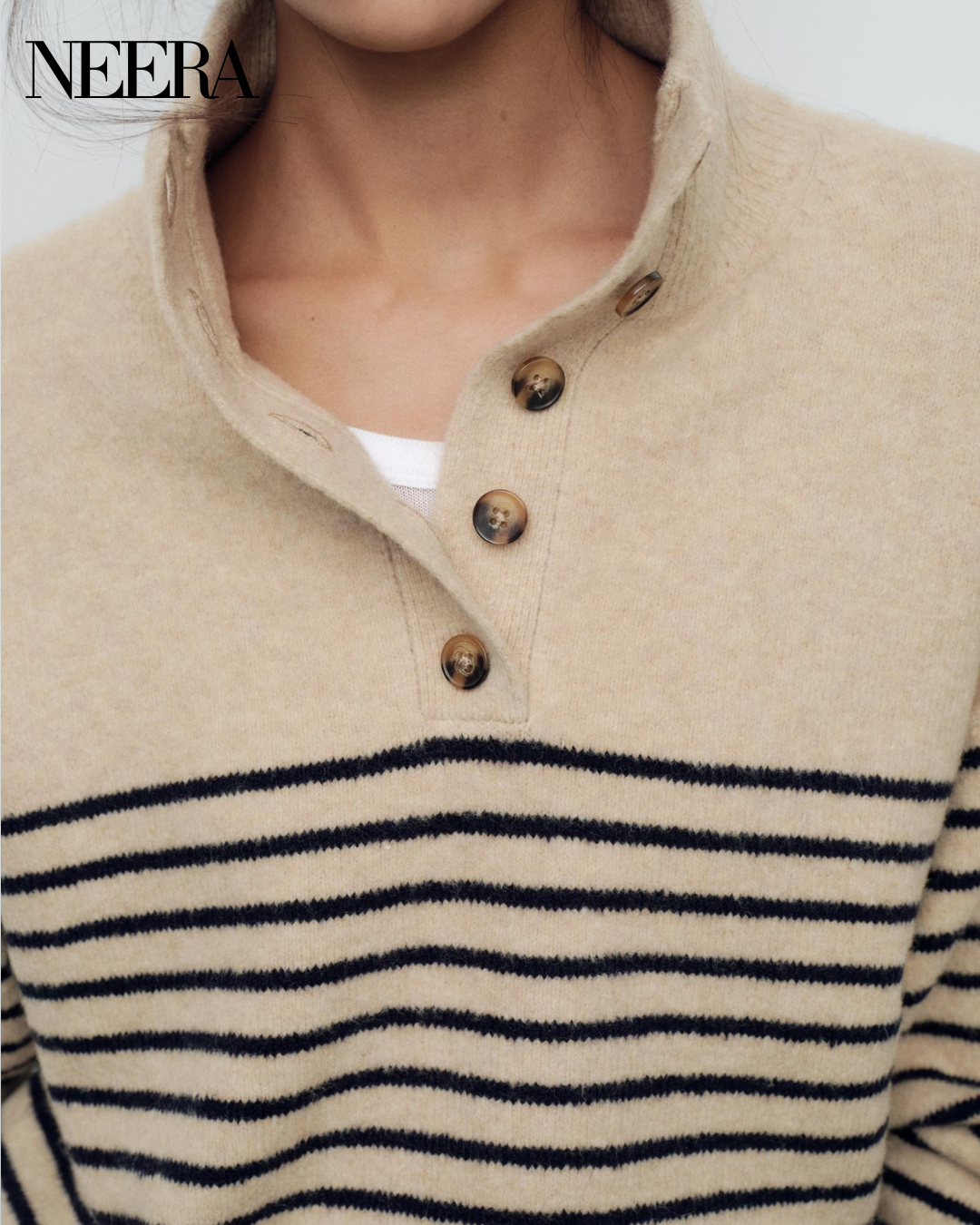 Beige and Brown Striped Sweater