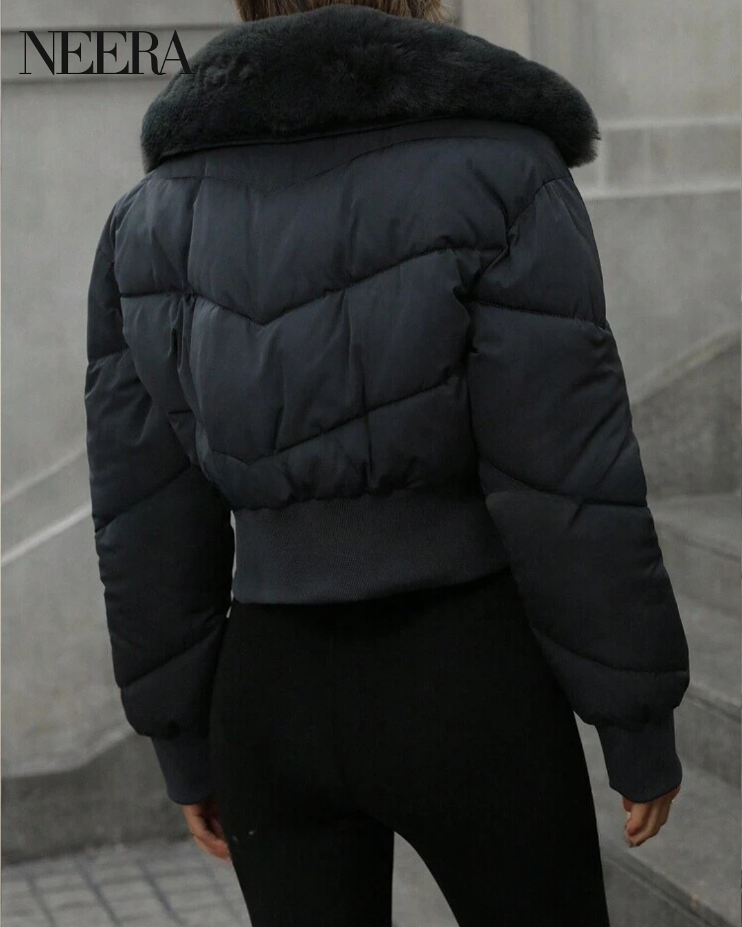 Puffer Jacket with Fur Hood - Elegant Winter Look