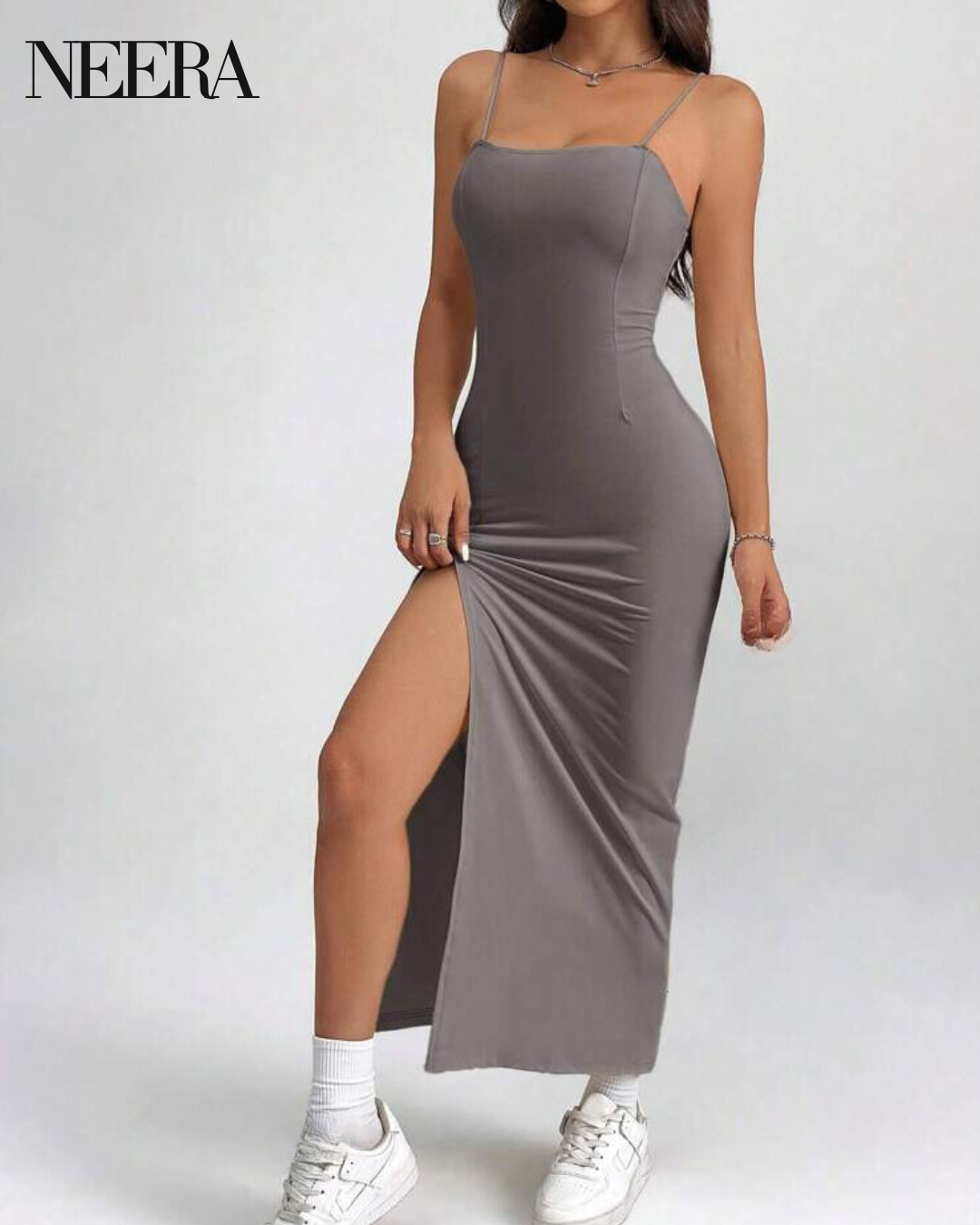 Sleeveless Dress with High Slit