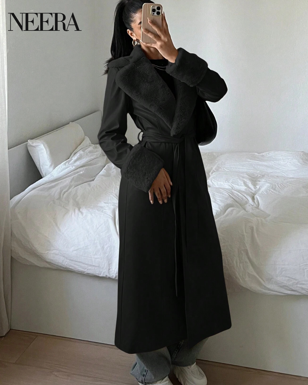 Long Winter coat with belt