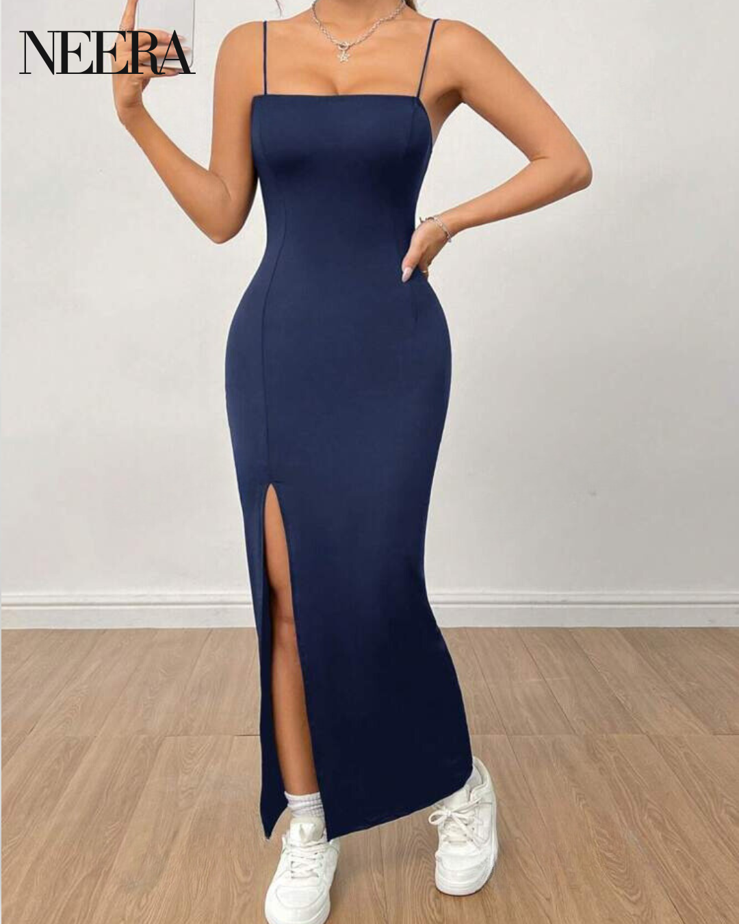 Sleeveless Dress with High Slit