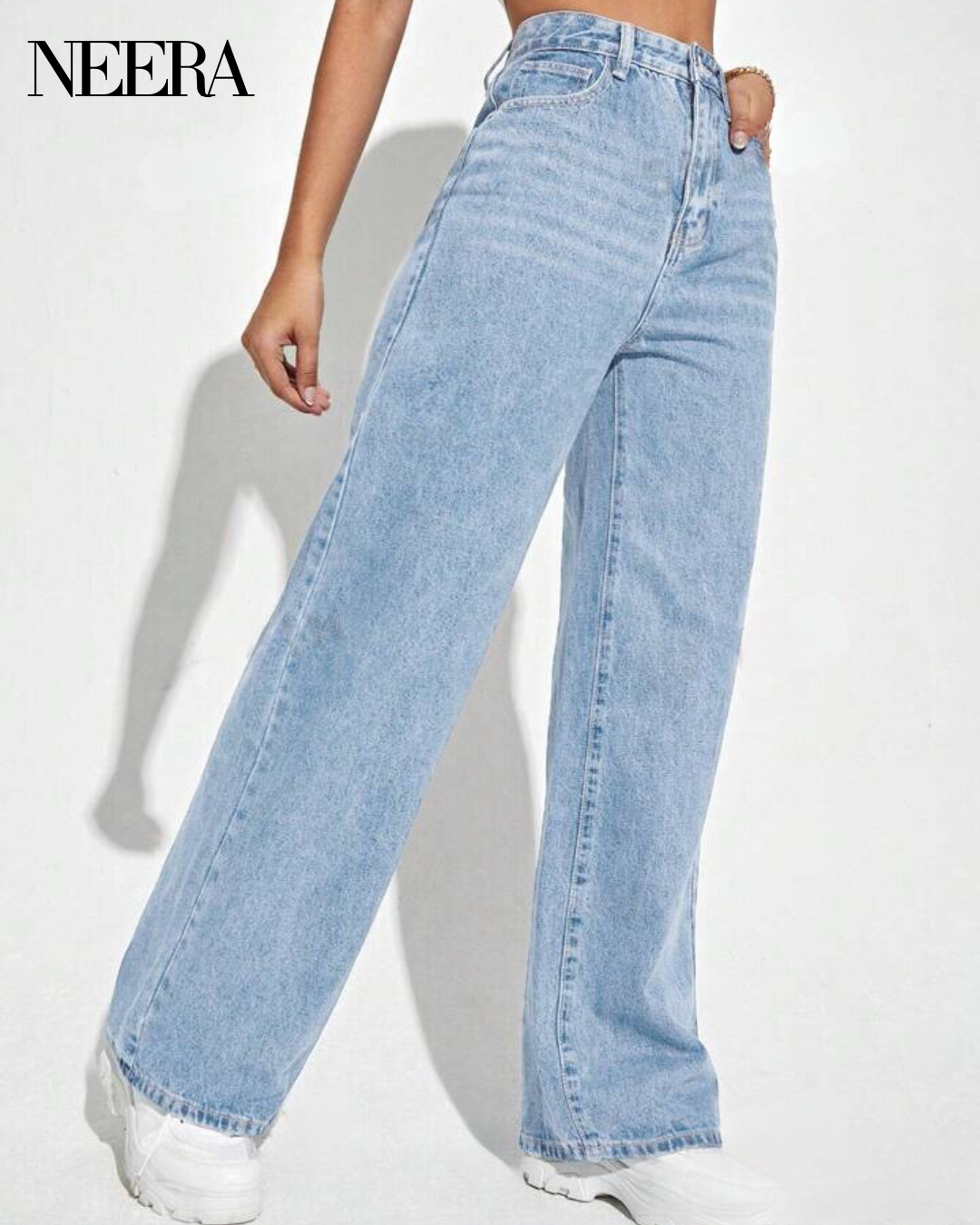 Wide leg high waist jeans